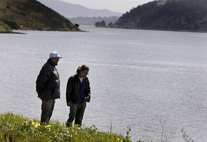 Tino Deocampo (left) and Walt Copenhaver pause on a bluff at Glen Cove